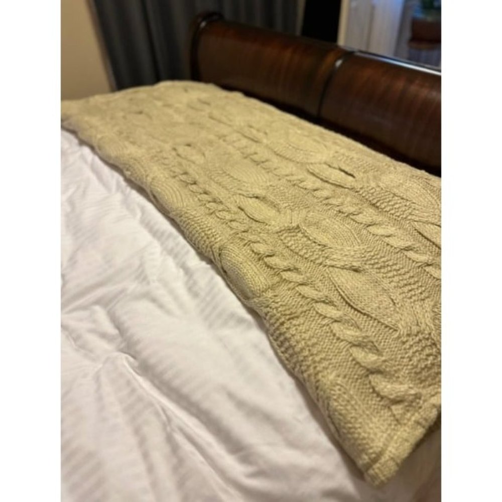 Home Reversible Sherpa Cable Knit Throw Blanket Soft Cozy Warm Winter Fleece